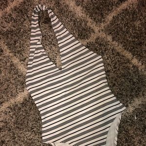 B&W backless halter bodysuit! Never worn!